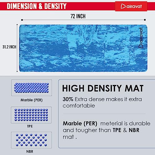 Airavat Yoga Mat 8mm Thick High Density Anti-Tear Marble Design 2.6 x 6 feet Blue Yoga Mat for Men Yoga mat for Women Exercise Mat Gym Workout Mat for Yoga Pilates Home Gym PER yoga mat - Image 5