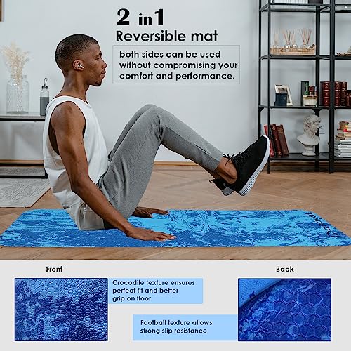 Airavat Yoga Mat 8mm Thick High Density Anti-Tear Marble Design 2.6 x 6 feet Blue Yoga Mat for Men Yoga mat for Women Exercise Mat Gym Workout Mat for Yoga Pilates Home Gym PER yoga mat - Image 3
