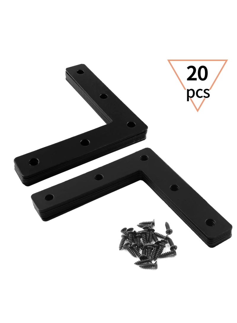 Excefore Flat Corner Brace, 20 Pcs L Shaped Corner Bracket, 2"x2" Heavy Duty Stainless Steel Shelf Supports, Duty Furniture Fastener Corner Connector for Wood Shelf Cabinet Table Chair  - Image 2