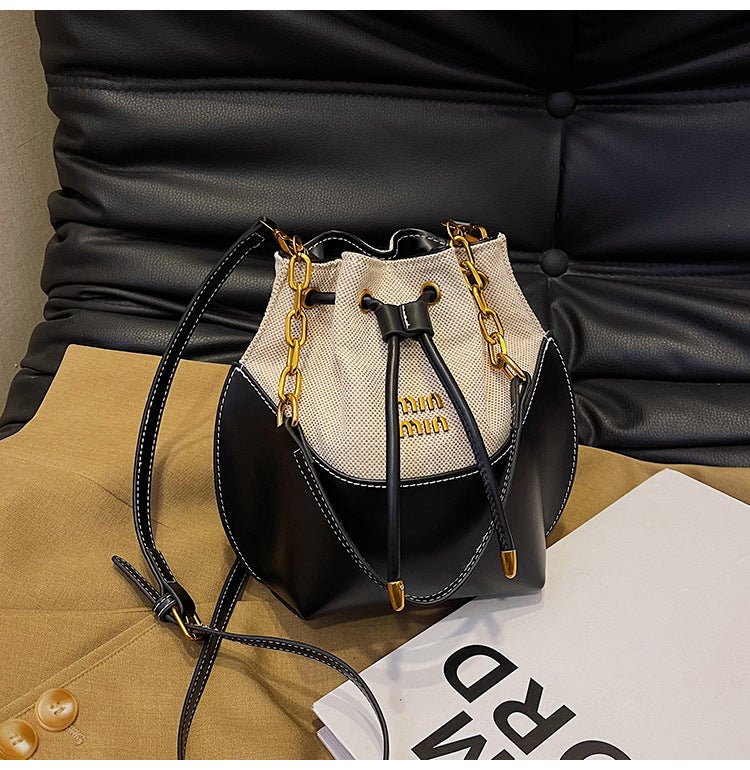 High-End Chain Handbag Bucket Bag For Women, -Selling New Trendy Fashion Canvas Splicing Shoulder Crossbody Bag - Image 1