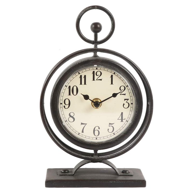 JUMBO HUMBLE JUMBO HUMBLE Small Vintage Metal Desk Clock Decorative Table Clock for Living Room Silent Mantel Clocks Farmhouse Shelf Decor Battery Operated 95 Black 