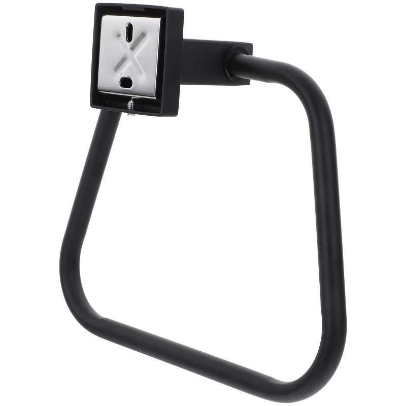 Black Stainless Steel Square Frame Wall Mounted Towel Ring Holder For Kitchen Bathroom - Image 2