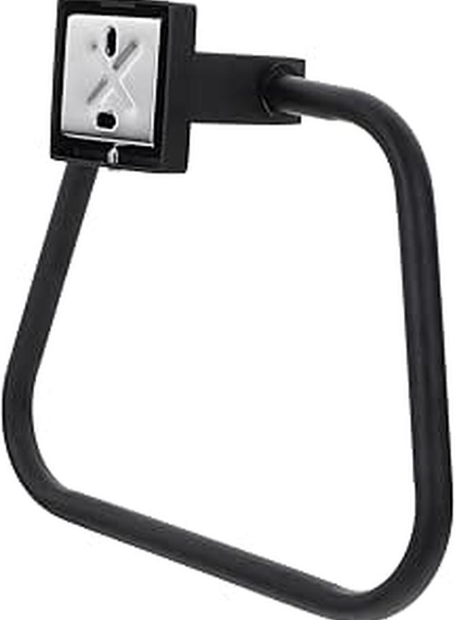 Black Stainless Steel Square Frame Wall Mounted Towel Ring Holder For Kitchen Bathroom - Image 1