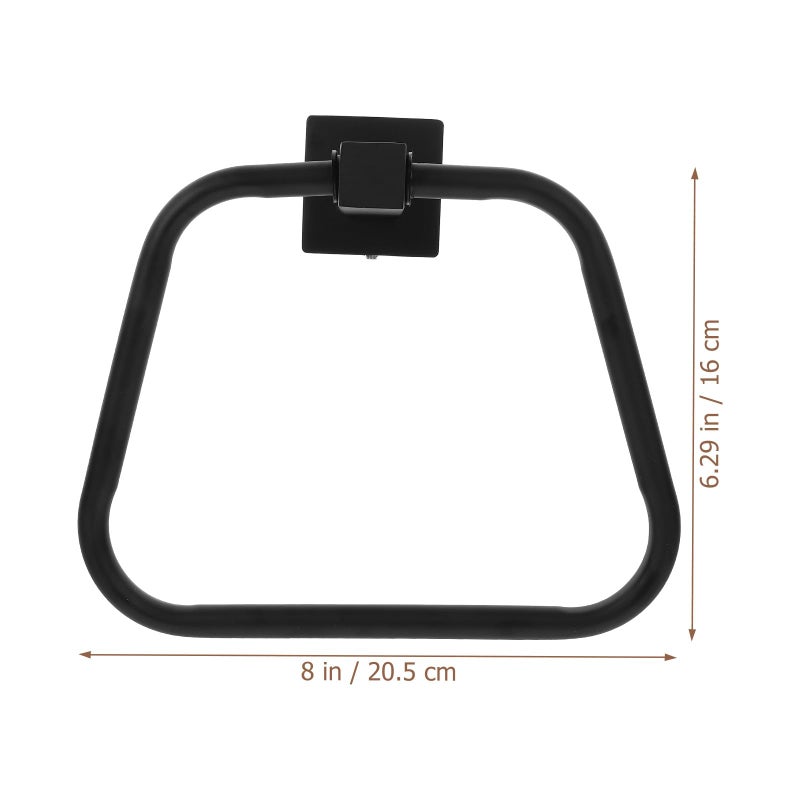 Black Stainless Steel Square Frame Wall Mounted Towel Ring Holder For Kitchen Bathroom - Image 3