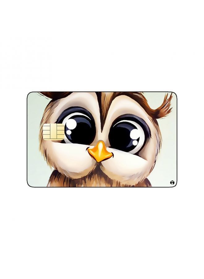 RKN PRINTED BANK CARD STICKER Cute Owl Drawing - Image 1