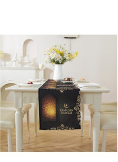 XiuWoo Ramadan Kareem Table Runner Table Decorations - Islamic Ramadan Table Runner - Muslim Eid Mubarak Party Home Kitchen Dining Room Table  - Image 2