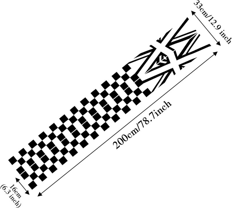 TOMALL 1 Pair 78.7'' Car Universal Racing Checkered Flag Side Stripes Decal Compatible with Mini Cooper Vinyl Waterproof Door Side Stickers Lattice Self-Adhesive Decal Decorations Accessories (Black) - Image 2