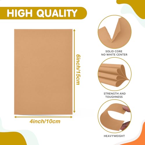 Hlonon 50 Sheets Brown Kraft Cardstock 4 x 6 Inch Thick Paper, Brown Smooth Card Stock Heavyweight Printer Paper for Invitations, Scrapbooks, Art, Crafts, DIY Cards, 250GSM - Image 2