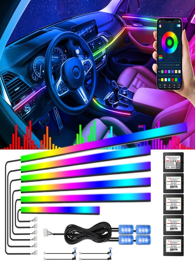 AMKI Dreamcolor Acrylic Interior Car Lights, Car LED Strip Light with APP Control, Car Accessories Car Ambient Neon Light Kit with RGB 14 in 1 and 175 inches 593 LEDs, 16 Million Color Sound Activated - Image 1
