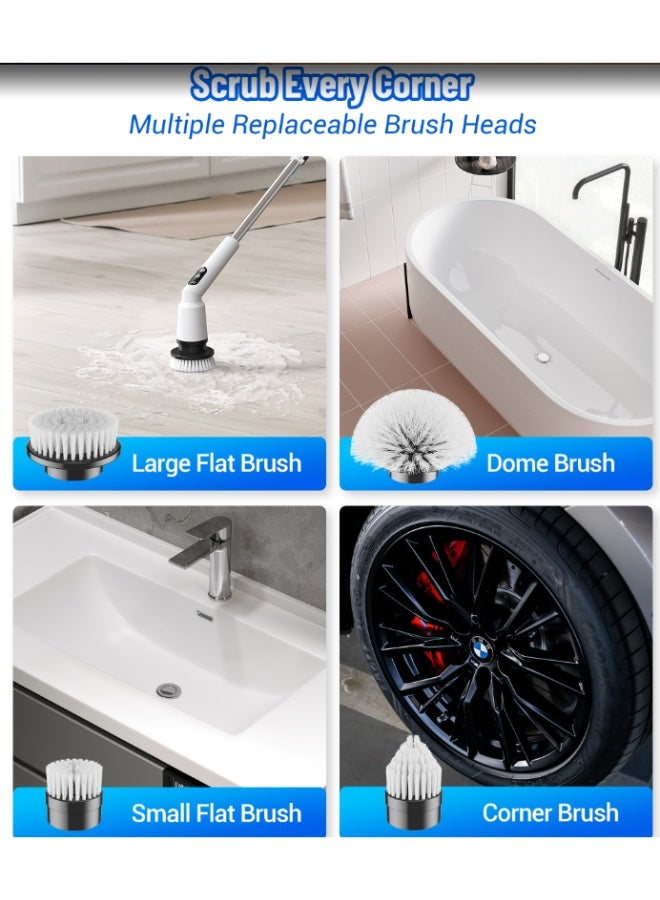 9 in1-1-Electric Spin Scrubber -Electric Scrubber for Cleaning with 7 استبدلت الرؤوس -Full Body IPX7 Waterproof Tub Scrubber with Long Handle -3 Speeds Electric Brush Cleaner for Bathroom and Tley, Sink, Car & More (2013) - Image 4