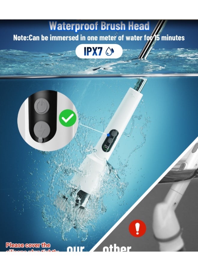9 in1-1-Electric Spin Scrubber -Electric Scrubber for Cleaning with 7 استبدلت الرؤوس -Full Body IPX7 Waterproof Tub Scrubber with Long Handle -3 Speeds Electric Brush Cleaner for Bathroom and Tley, Sink, Car & More (2013) - Image 3