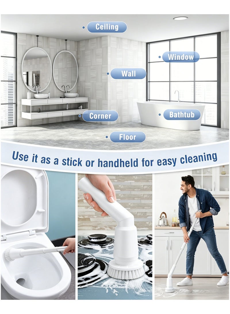 Ding Zap 9-in1-Electric Spin Scrubber - Electric Scrubber for Cleaning with 9 Replaceable Heads - Full-Body IPX7 Waterproof Tub Scrubber with Long Handle - 3 Speeds Electric Brush Cleaner for Bathroom, Tile, Sink, Car & More - Image 1