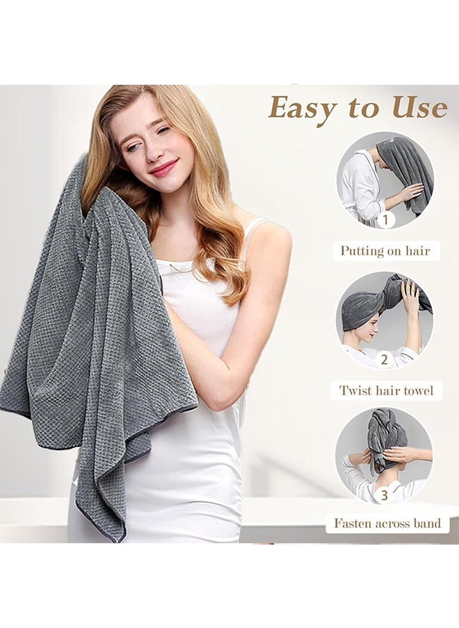 Generic 2Pcs Microfiber Hair Towel Wrap, Super Absorption Microfiber Quick-Dry Hair Towel, Super Soft Hair Drying Towel, Fast Drying Hair Turbans for Wet Hair, Long, Thick, Curly Hair, Anti Frizz Hair Towel  - Image 3