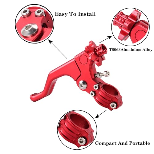 JXPANG CNC Short Stunt Clutch Lever 22mm 78 Handlebar Universal Stunt Clutch Lever Motorcycle Dirt Bike for for CFR250R CFR450R CFR450X CFR250X XR250 Red - Image 5