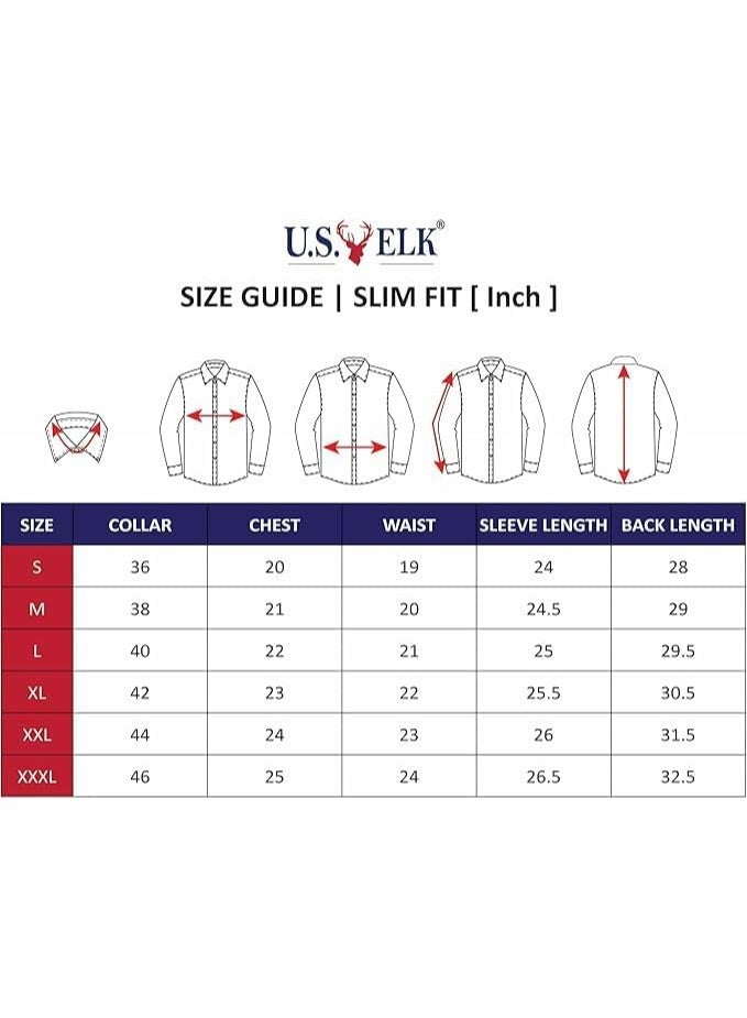 U.S. ELK Men's Button Down Slim Fit, Casual Style semi Shirt Dressing | Long Sleeve | Smart Fit Cuff - Image 4
