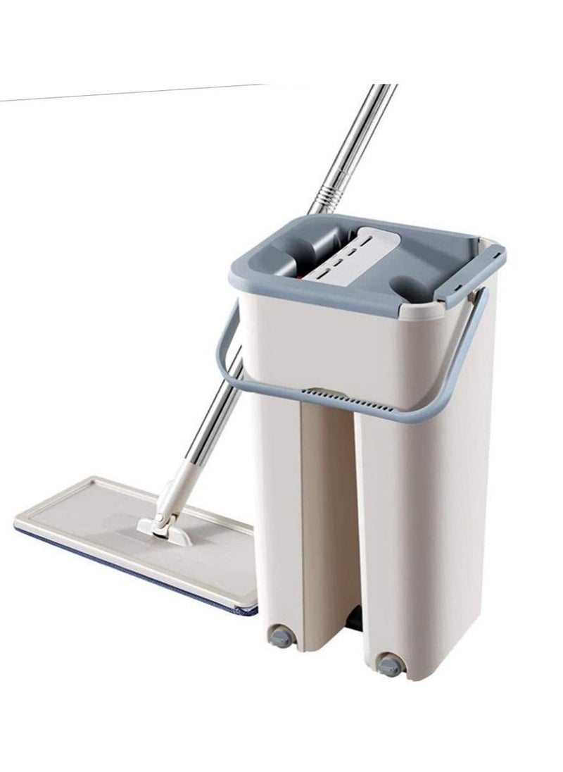 Scratch Flat Mop with Bucket Hand Free Washing 360 Spin Scratch Mop with Microfiber 2 Pad for Household Cleaning Tool  - Image 3