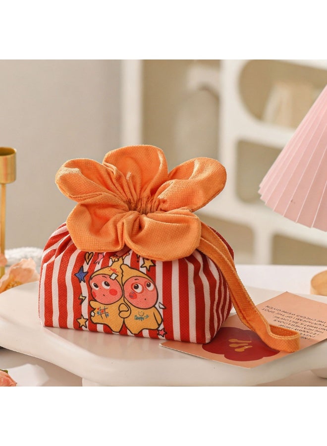 Cute Flower Tissue Box, Fabric Tissue Bag, Cartoon Car/Home Napkin Storage Bag, Children's Gift Bag, Gift Box Packaging, Birthday Gift bag, Orange - Image 1