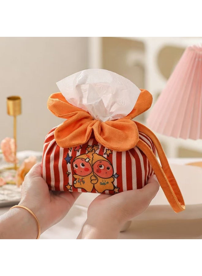 Cute Flower Tissue Box, Fabric Tissue Bag, Cartoon Car/Home Napkin Storage Bag, Children's Gift Bag, Gift Box Packaging, Birthday Gift bag, Orange - Image 4