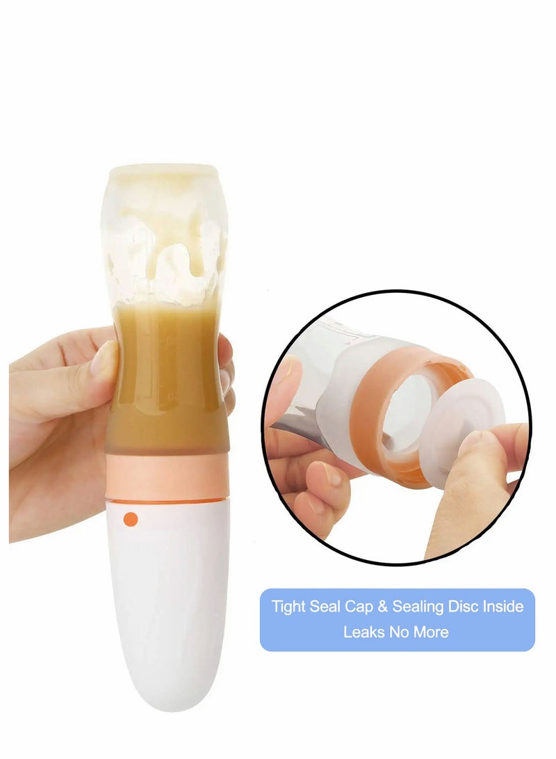 SYOSI Baby Silicone Feeding Bottle Spoon 2 Pieces Food Feeder with Standing Base 4 oz Infant Fruit Squeeze for Dispensing - Image 3