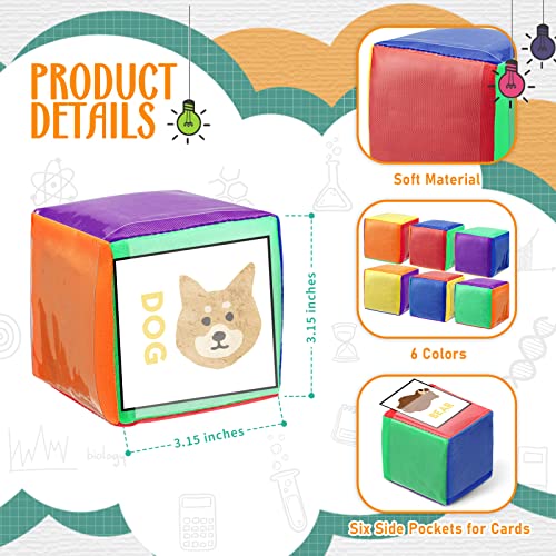 Yilloog 8 Pcs 315 Inch DIY Education Playing Game Dice Pocket Cubes for Teaching Large Clear Foam Dice for Kids Classroom Soft Cube 6 Sided Stacking Blocks for School Learning Multicolor - Image 5