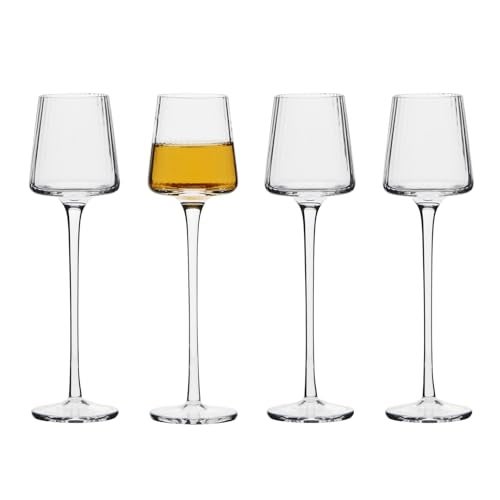 Anton Studio Designs Empire Handmade Cordial Liqueur Glasses For Serving Liqueurs Mini Cocktails or Mini Desserts 2 oz Clear Set of 4 Elegant Cordial Glasses