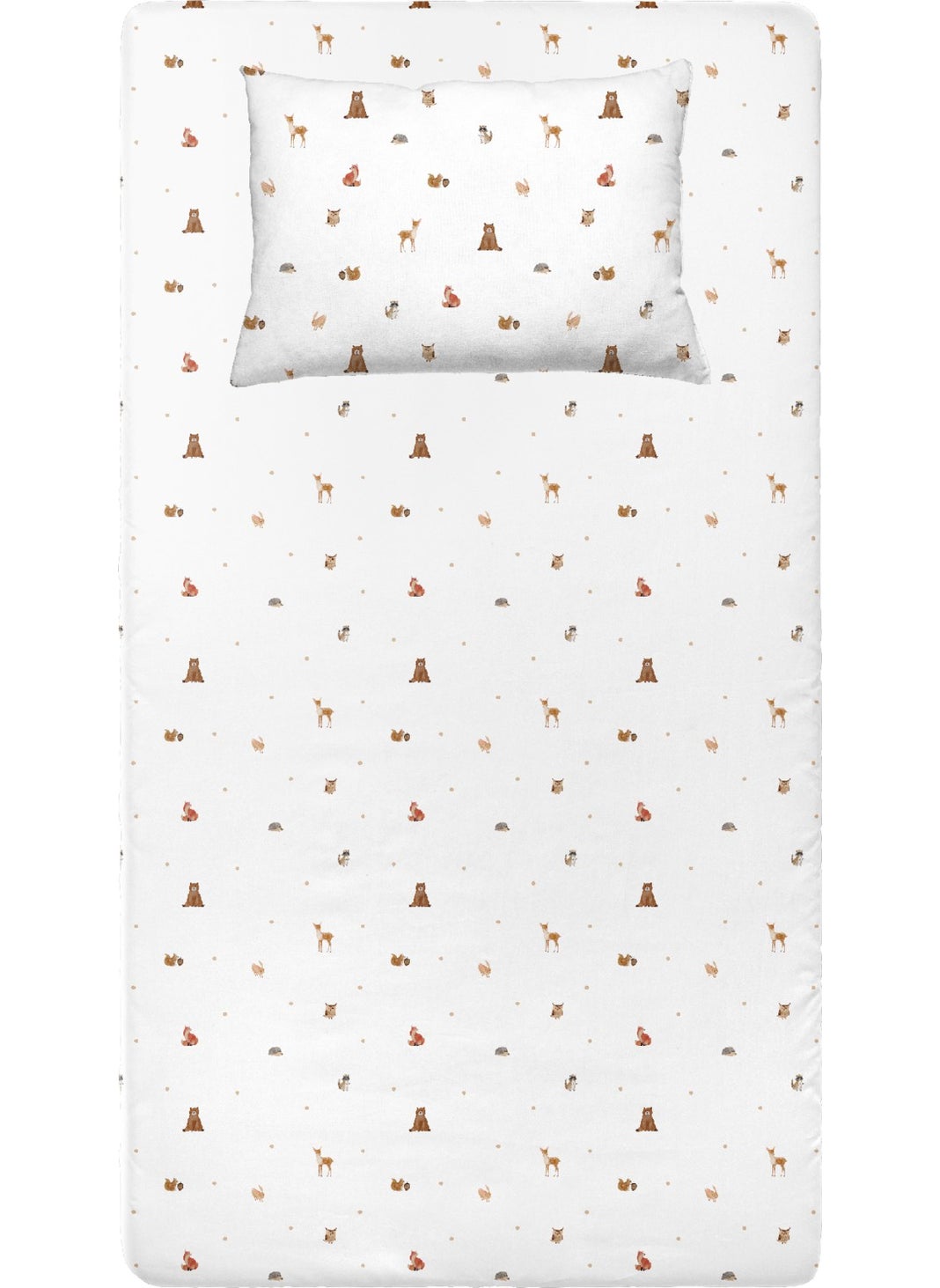 Casadora Baby Forest Amigos 100% Cotton Satin Fitted Sheet Set - 100X200 cm + 50X70 cm  - Image 5