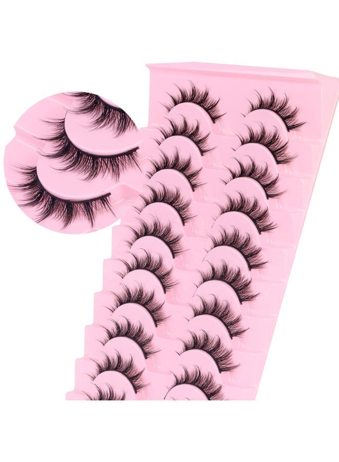 Beautybox 10 Pairs Manga Style Spiky Lashes - Crisscross Wispy False Eyelashes for Natural Anime Look, Reusable Black Band Lashes - Image 5
