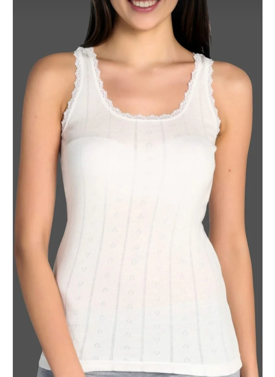 Tutku Passion 0201 Passion Women Jacquard Thick Strap 6 Piece Undershirt