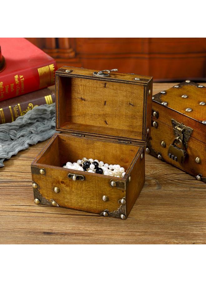 Bluejw European-style Retro Jewelry Storage Box Desktop Debris Filing Box Children's Hand Account Treasure Box Wooden Cosmetic Box With Lock  - Image 2