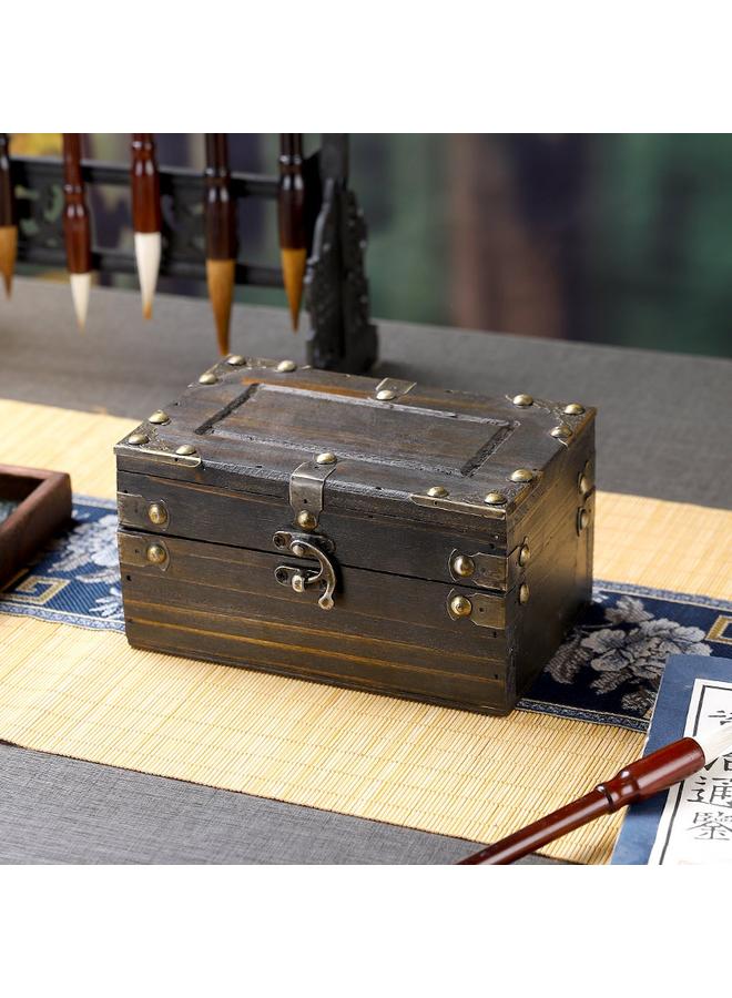 Bluejw European-style Retro Jewelry Storage Box Desktop Debris Filing Box Children's Hand Account Treasure Box Wooden Cosmetic Box With Lock  - Image 5
