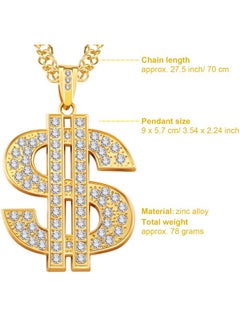 Tatuo 6 Pieces Gold Plated Chain Dollar Necklace For Men With Dollar Sign Pendant Necklace, Hip Hop Dollar Necklace (6 Pieces)  - Image 5