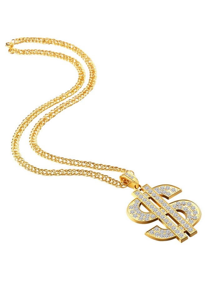 Tatuo 6 Pieces Gold Plated Chain Dollar Necklace For Men With Dollar Sign Pendant Necklace, Hip Hop Dollar Necklace (6 Pieces) - Image 2