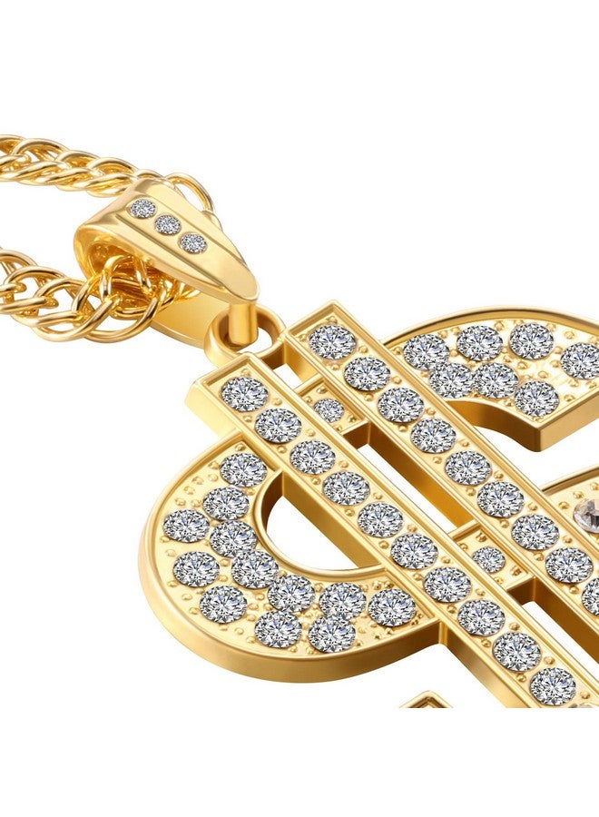 Tatuo 6 Pieces Gold Plated Chain Dollar Necklace For Men With Dollar Sign Pendant Necklace, Hip Hop Dollar Necklace (6 Pieces) - Image 4