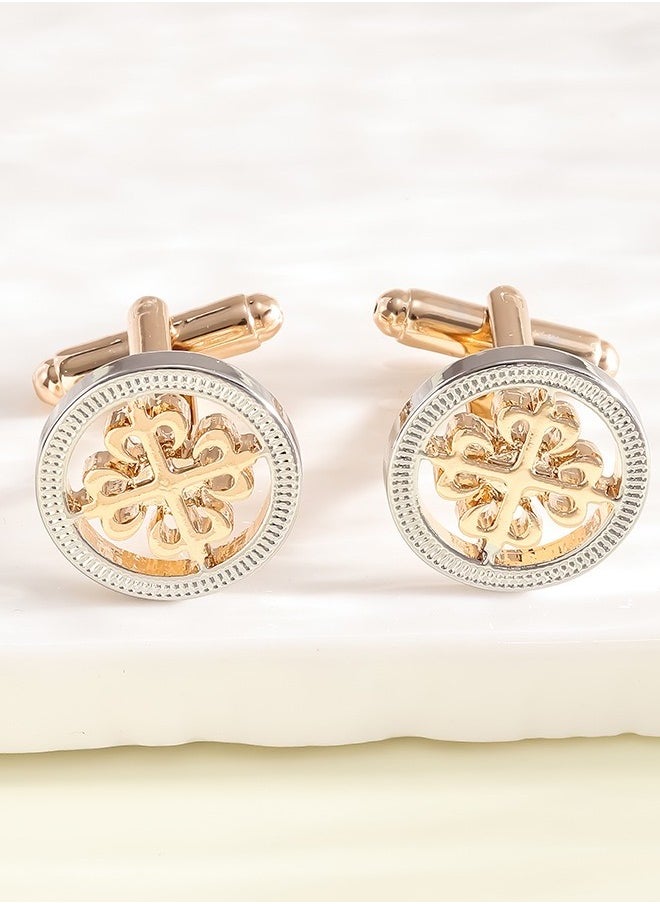 TOVELE5 French gold round business cufflinks 