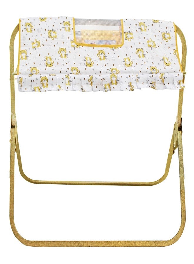 Franklite Born Baby Cradle with Mosquito & Hanging Chains, Soft Seat,Cradle for Baby,palna for New Born Baby 0-6 Month (Golden) - Image 3