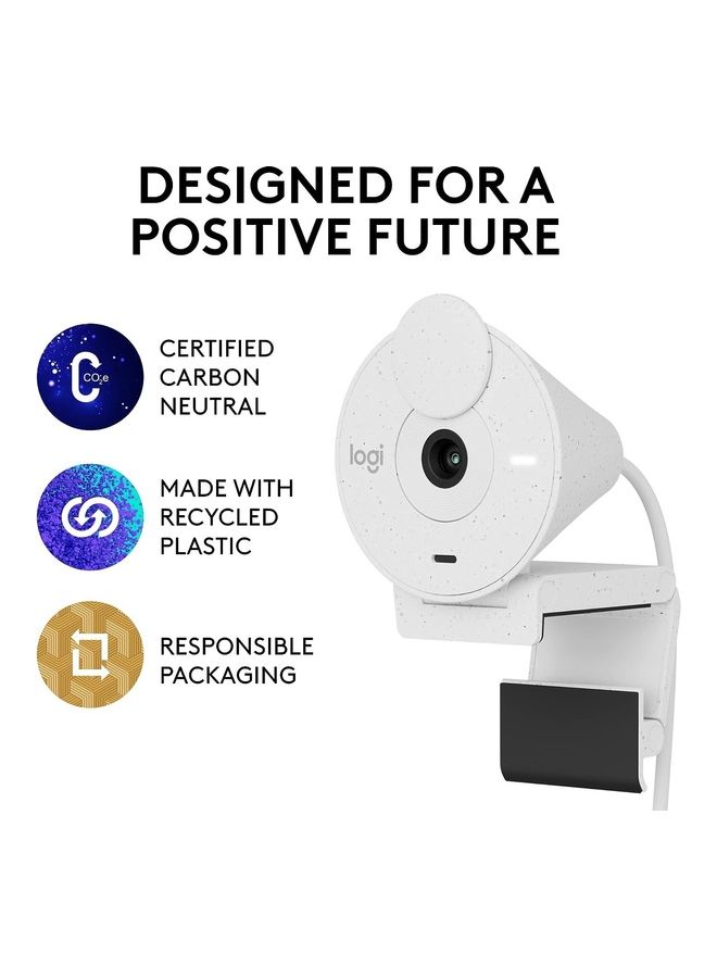 Logitech Brio 300 Full Hd Webcam With Privacy Shutter, Noise Reduction Microphone, Usb-C, Certified For Zoom, Microsoft Teams, Google Meet, Auto Light Correction - Off White - Image 3