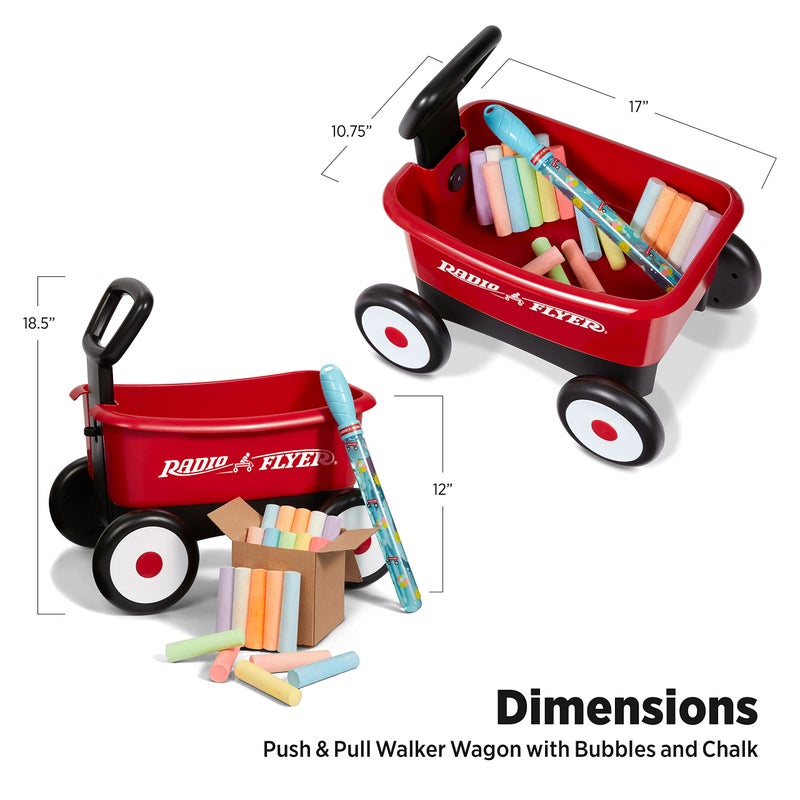 Radio Flyer Summertime Fun My 1st Wagon with Bubbles and Chalk Ages 3+, Red - Image 2