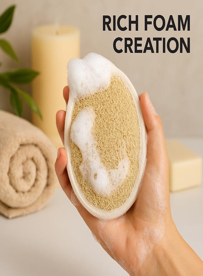NOAK Natural Oval Loofah for Bathing | Soft & Smooth Body Scrubber | Gentle Exfoliation for All Skin Types, Removes Dead Skin Cells | Easy-to-Hold Bath Sponge | Attractive Pouch Designs | Pack of 2 - Image 4