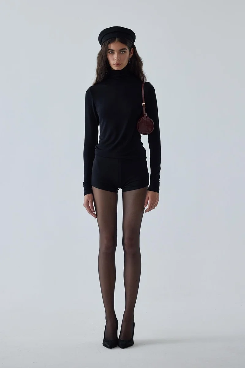 Suud Collection Black Mia Turtleneck Bodysuit