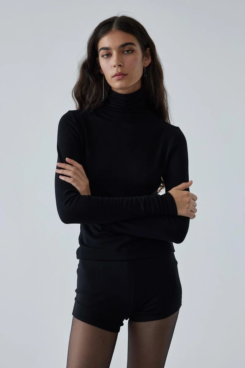 Suud Collection Black Mia Turtleneck Bodysuit