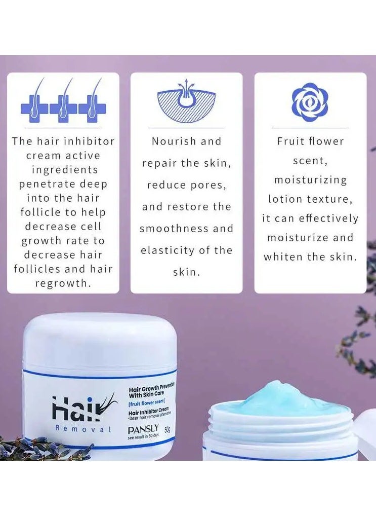 Depilatory Painless Lavender Hair Removal Inhibitor Cream with Fruit Flower Scent for Armpit Bearded Body Persistent Inhibition of Hair Growth