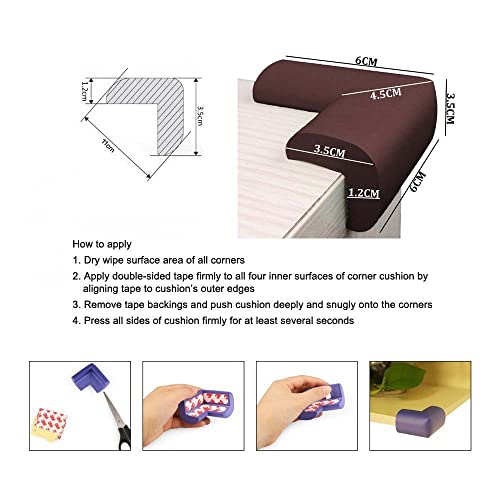 SYGA Pack of 12 Brown Thick for Baby Child Infant Kids Safety Table, Desk Corner Edge Cushions Guard Protectos - Image 3