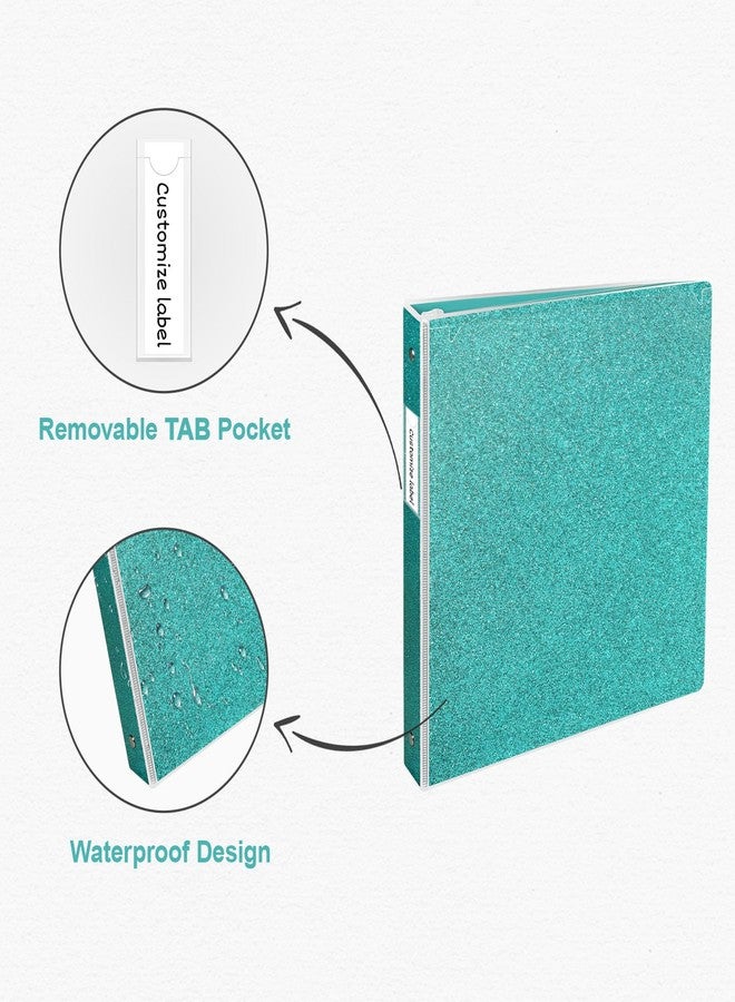 EYROZILL 3 Rings Binder for School Supplies, 1 Inch Round Rings to Hold 300 Sheets, Fashion View Binders, Glitter Teal - Image 5