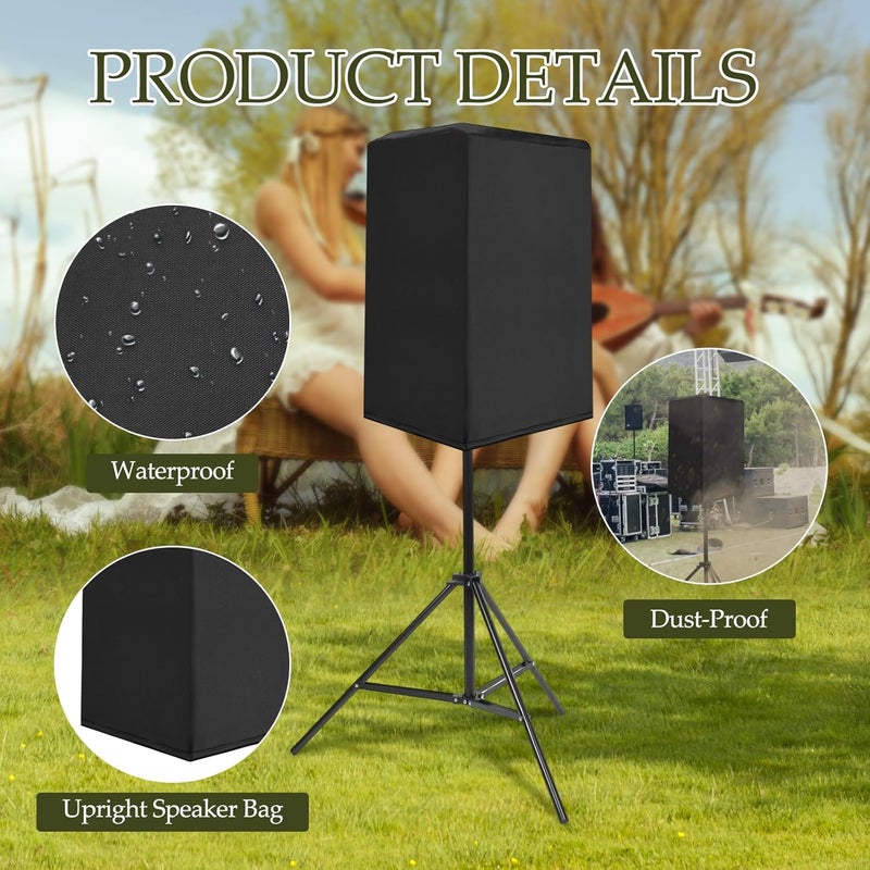 Dust-proof audio protective cover, outdoor vertical speaker storage bag, black 13 * 15 * 22inch (33 * 38 * 56cm) - Image 5