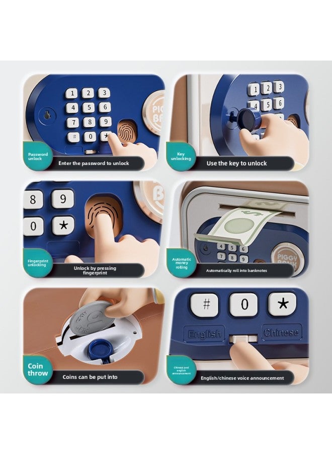 Piggy Bank 2025 Boys Advanced Can Enter And Exit Cash Box Safe Large Capacity Fingerprint Combination Lock-Color:Upgraded Automatic Money Rolling [fingerprint Sensor + Password + Key] Free Cat Doll Battery Version - Image 5