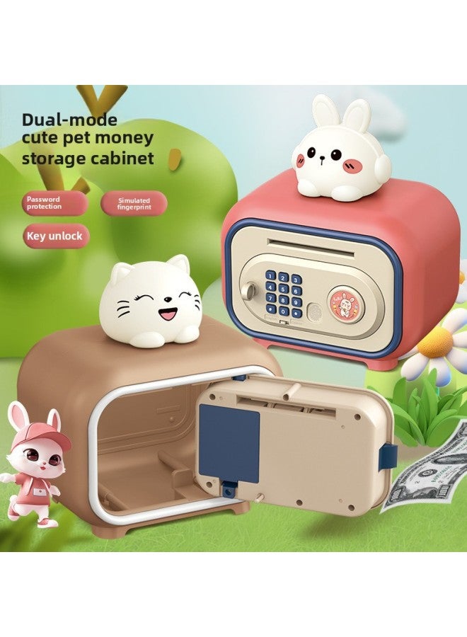 Piggy Bank 2025 Boys Advanced Can Enter And Exit Cash Box Safe Large Capacity Fingerprint Combination Lock-Color:Upgraded Automatic Money Rolling [fingerprint Sensor + Password + Key] Free Cat Doll Battery Version - Image 2