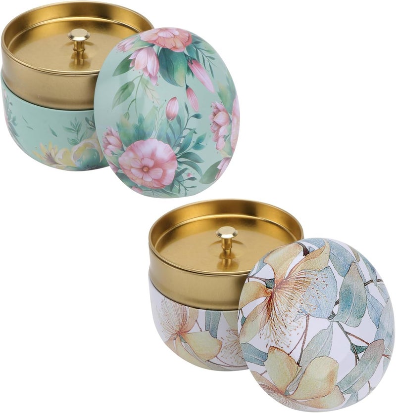 Garneck 2pcs Tinplate Tea Canisters with Sealed Lids, Decorative Candy Storage Jars for Kitchen and Home Food Organization - Image 1