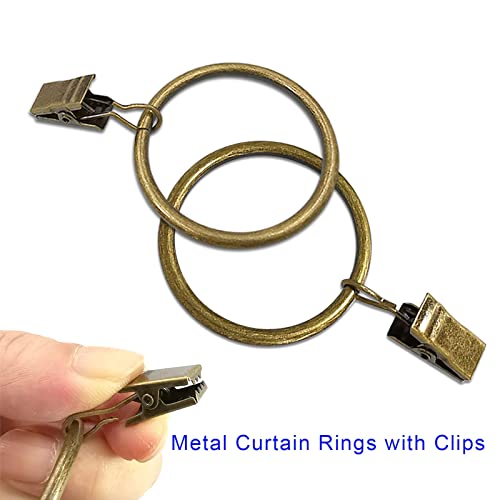 AMZSEVEN 100 Pack Metal Curtain Rings with Clips, Drapery Clips Hooks, Decorative Curtain Rod Clips 1.5 in Interior Diameter, Antique Bronze - Image 4