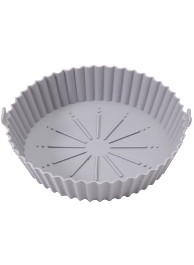 Round Baking Oven Silicone Special Pastry Air Fryer Silicone Pot Air Fryer Baking Pad Modern Simple Style Kitchen Accessories-Specifications:Large Light Gray (PP Bag)  - Image 1