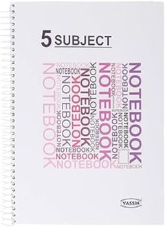 Yassin Yassin 0829 A4 Hardcover Spiral Notebook, 5 Subjects, 190 Sheets, White 